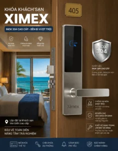Khóa Cửa Thẻ Từ Khách Sạn Ximex 1110 Inox 304